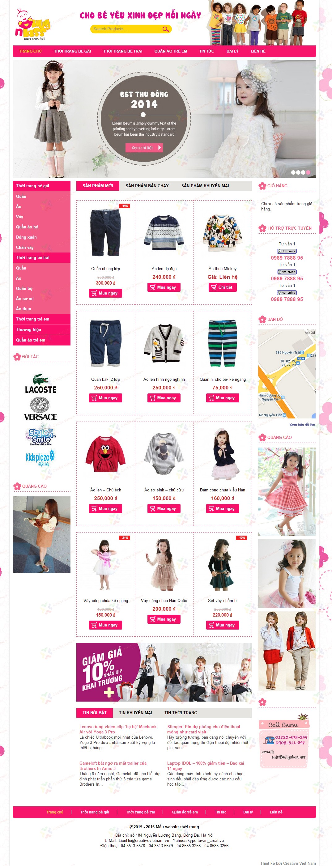 Thiết kế web thời trang trẻ em giá rẻ đẹp