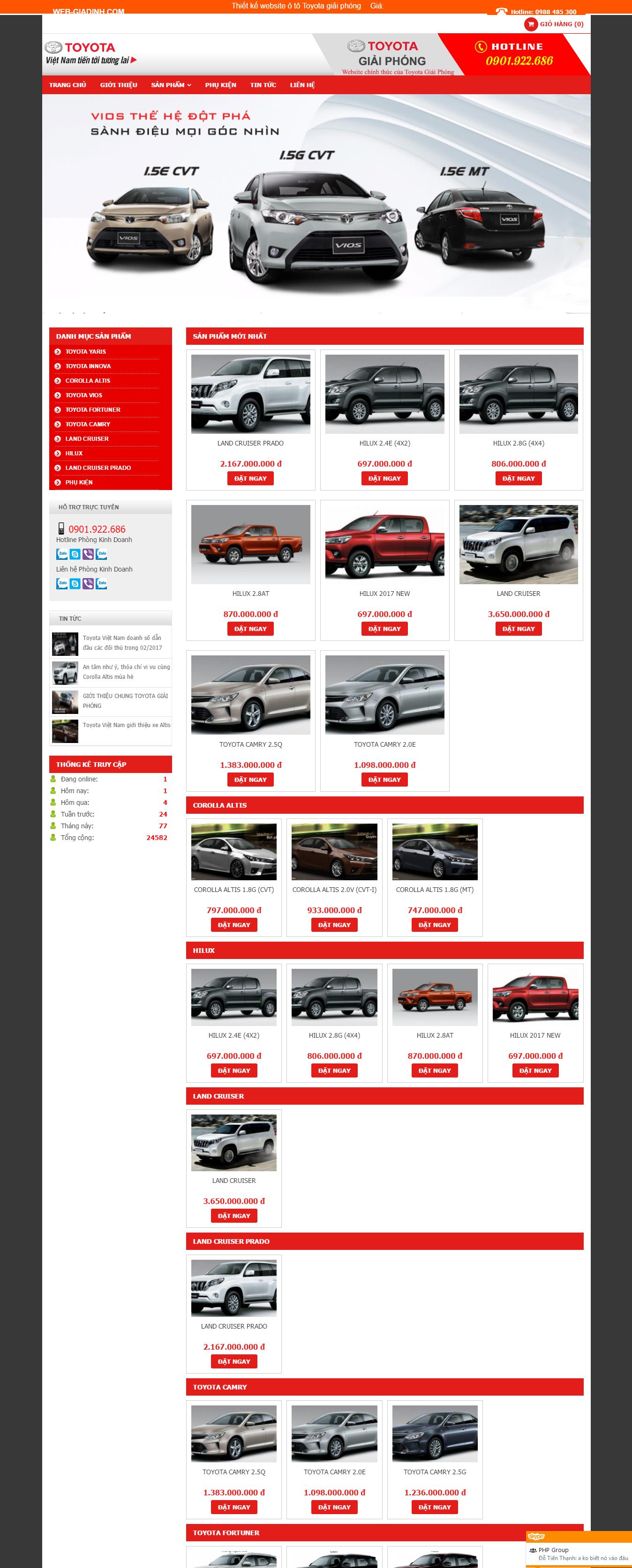 Mẫu thiết kế web bán ô tô
