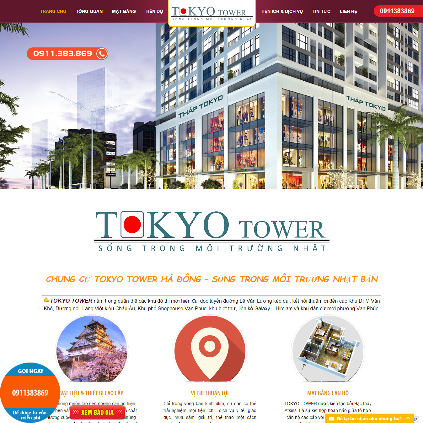 Mẫu thiết kế web bất động sản - Chung cư Tokyo TOWER HÀ ĐÔNG
