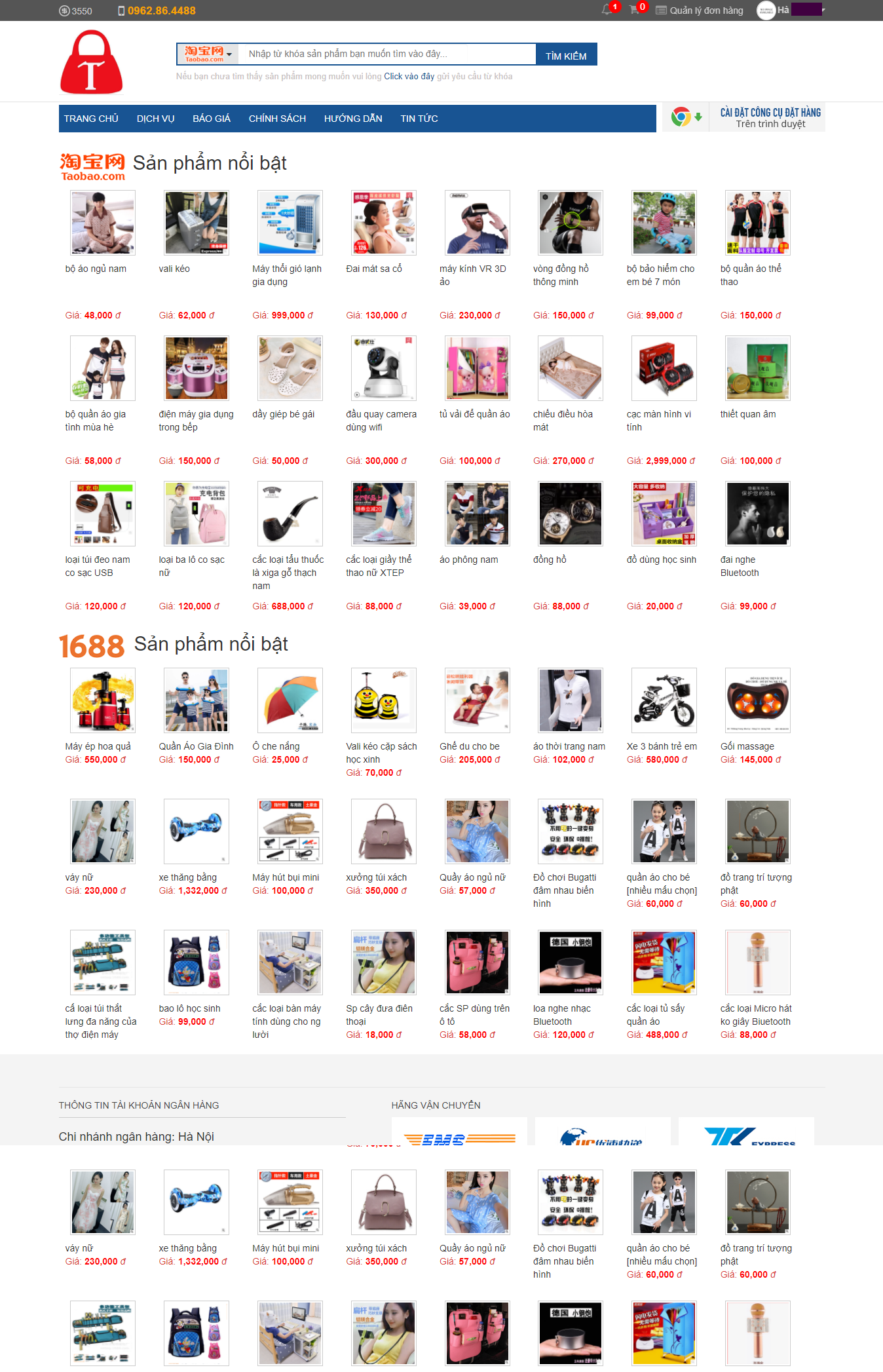 Thiết kế web đặt hàng Trung Quốc - Tinphongorder.vn